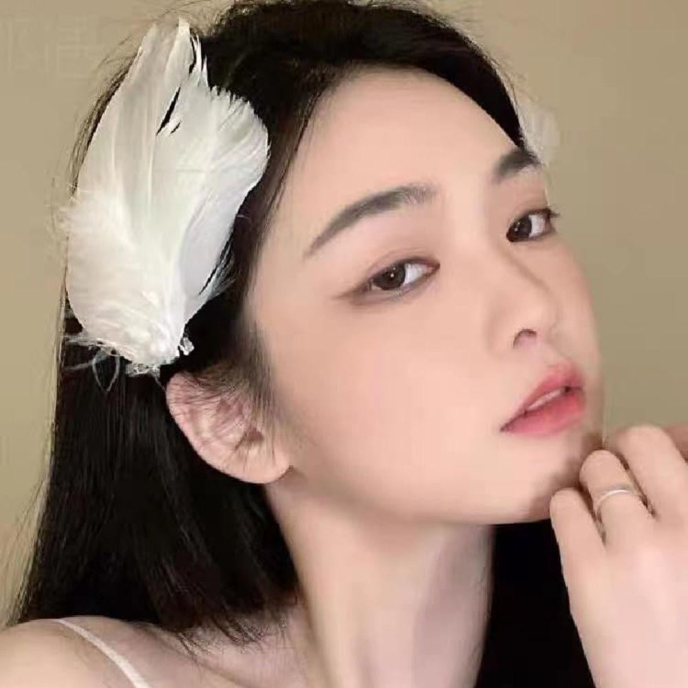 2 шт. Жемчужные заколки для волос Аксессуары Балетный стиль Головной убор Милая заколка для волос с перьями