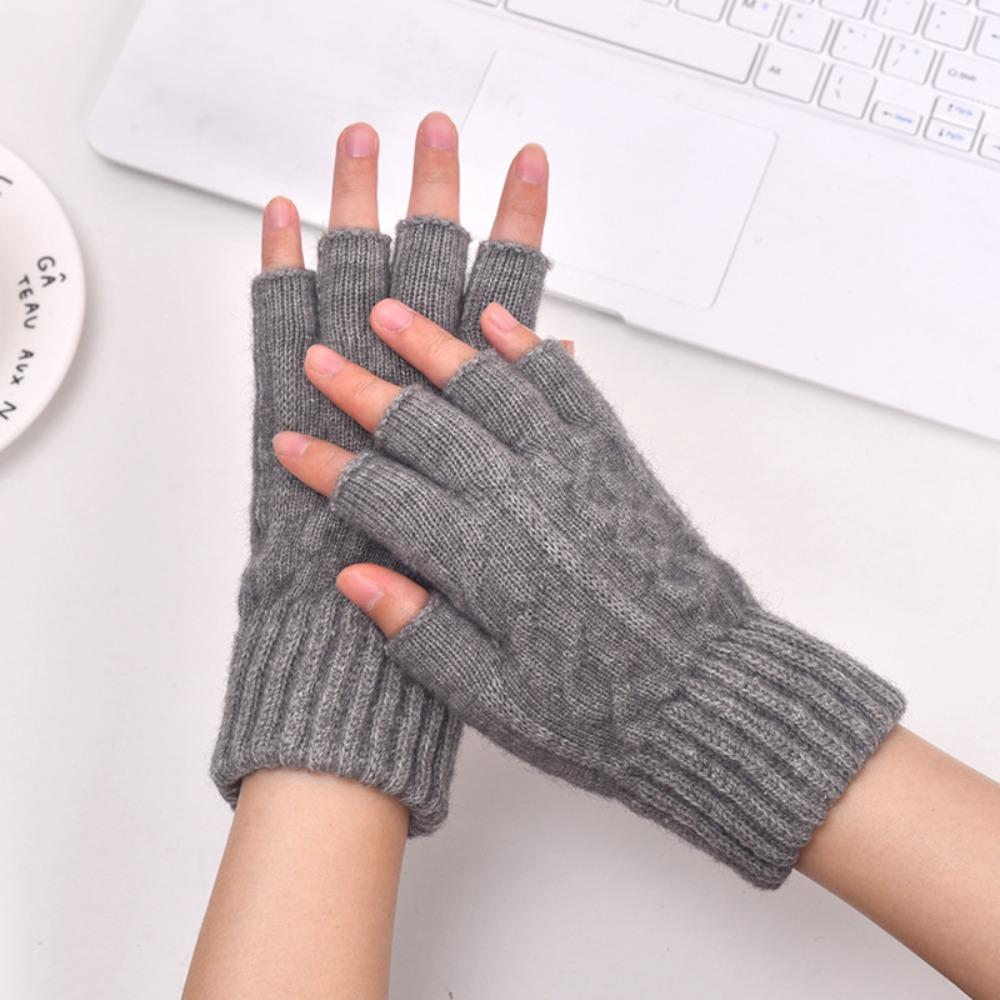 Thick Fingerless Glove Solid Color Mittens High Quality Half Finger Gloves Winter Outdoor