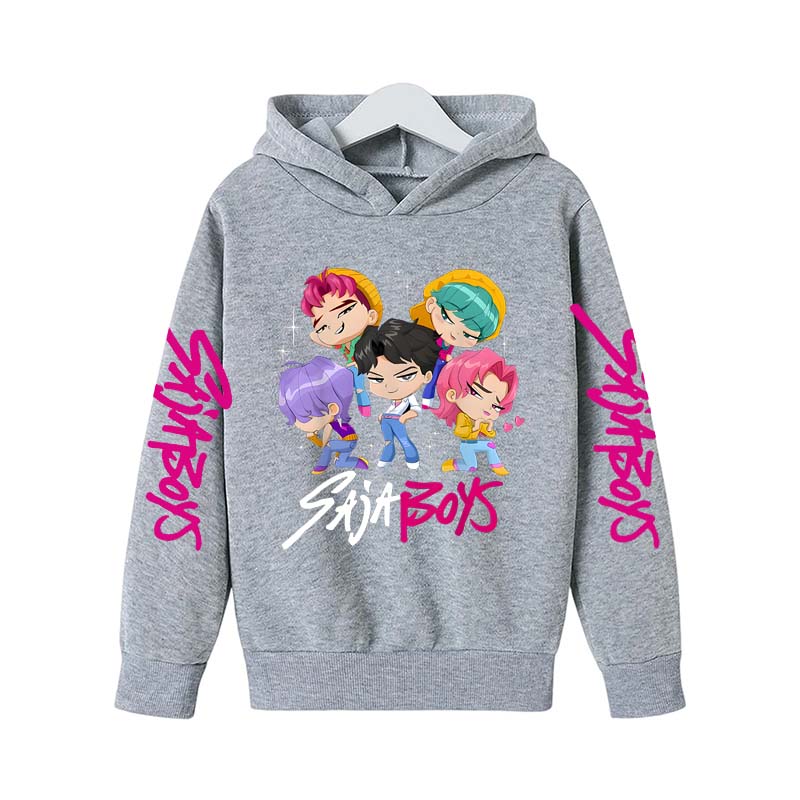 Kids Anime KPOP Print Cotton Hoodie Unisex Boys Girls Casual T-shirt Childrens Cartoon Clothes