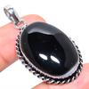 Natural Black Onyx Gemstone Handmade 925 Sterling Silver Pendant 1.93" r2B54