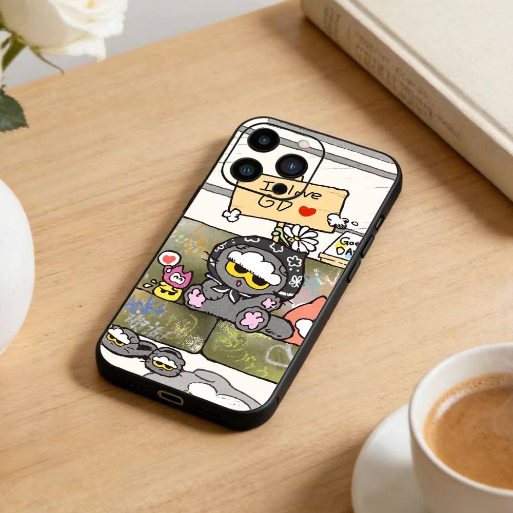 Cute GD trendy Cartoon ZO Friends Phone Case For iPhone 17 16 15 14 13 12 Max Plus Silicone Black Cover