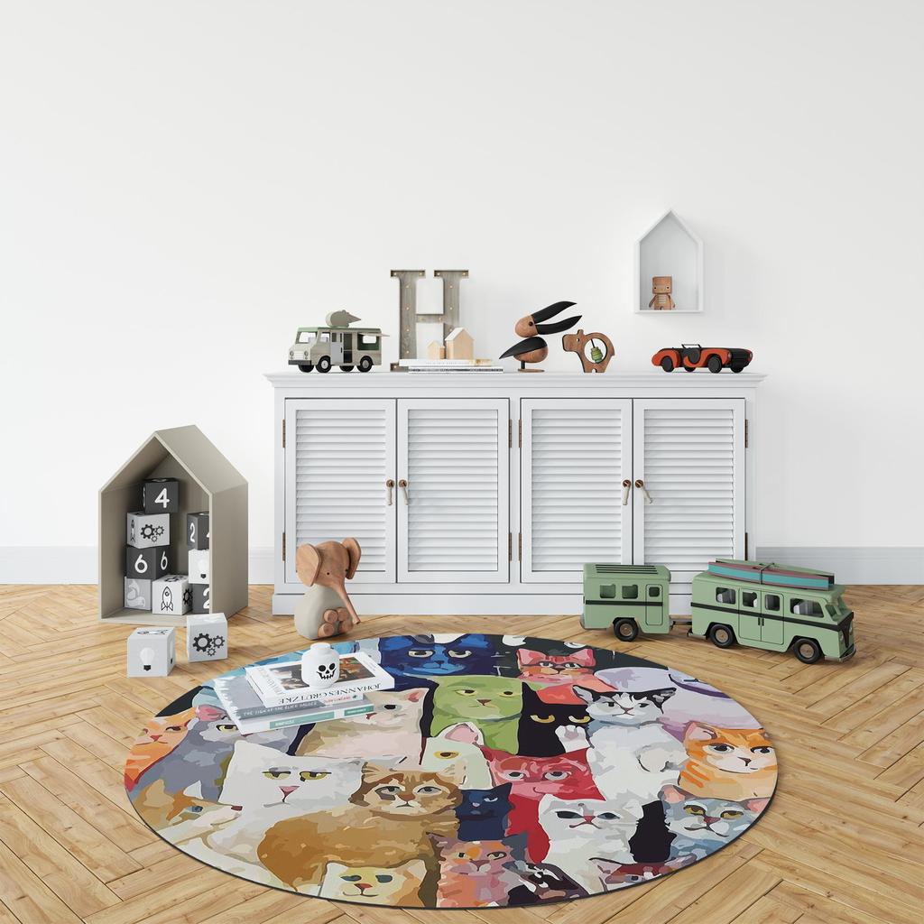 Декоративным сплетенный хлопком низкопробный сплетенный машиной картины кота, тонкий ковер комнаты пятна устойчивый Вашабле современный