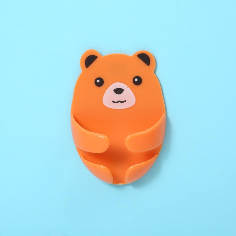 Мультяшный самоклеящийся настенный крючок для хранения без пробивания отверстий, многоцелевой держатель для вилок в виде медведя, органайзер для кабелей, ванная комната