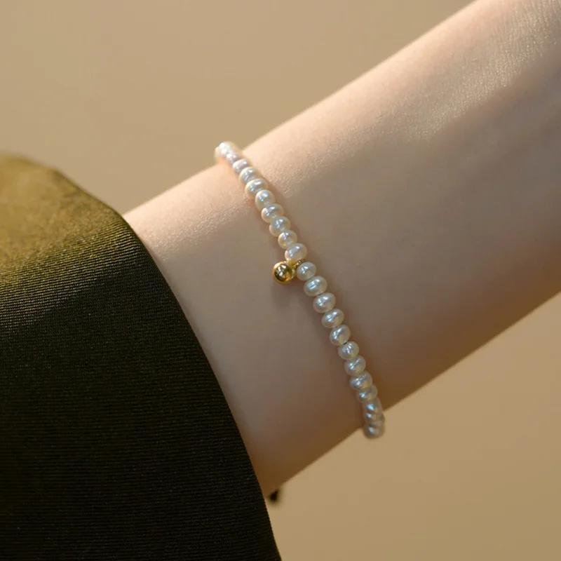 Элегантный Браслет с Жемчугом в Виде Кошачьей Лапки для Женщин Циркониевая Вставка Цветок Минимализм Двухслойные Аксессуары для Характера Модные Ювелирные Изделия Подарок