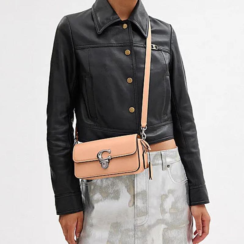 Coach Studio 20 Silver Logo Flap Leather Handbag Women handbags Beige CE331-LHWFT