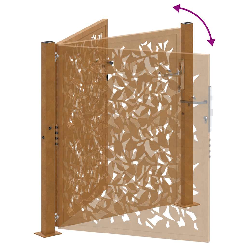 Garden Gate 100x100 cm Weatherproof Steel Leaf Design