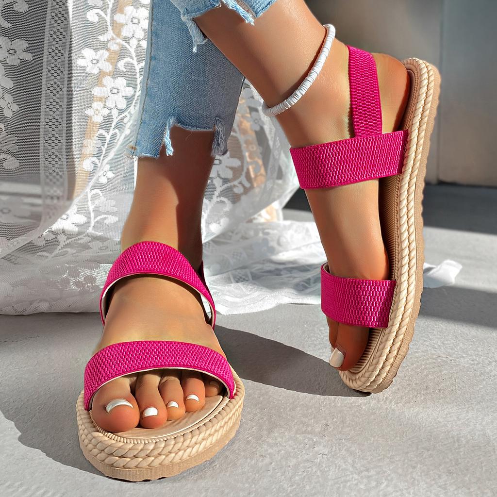 Lightweight Women's Flat Sandals Summer Fashion Elastic Band Roman Sandals Woman Comfortable Non Slip Beach Sandalias Mujer