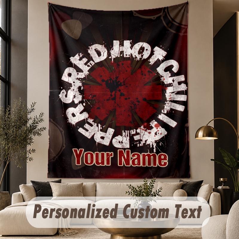 Custom Text Tapestry Red Hot Chili Peppers Print Wall Tapestry Indoor Living Room Wall Decor