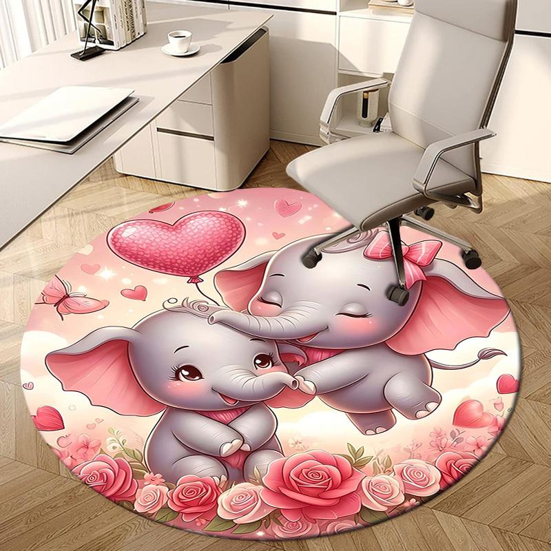 1PC Elephant Non-Slip Floor Round carpet, Office, family, bedroom, Large Area Rug Indoor Rugs, Durable PolyesterH0372