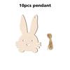 10 шт. пасхальных деревянных вырезок в виде кролика, набор пустых бирок для поделок, набор самодельных художественных изделий в форме кролика, подвесное украшение, 7 стилей