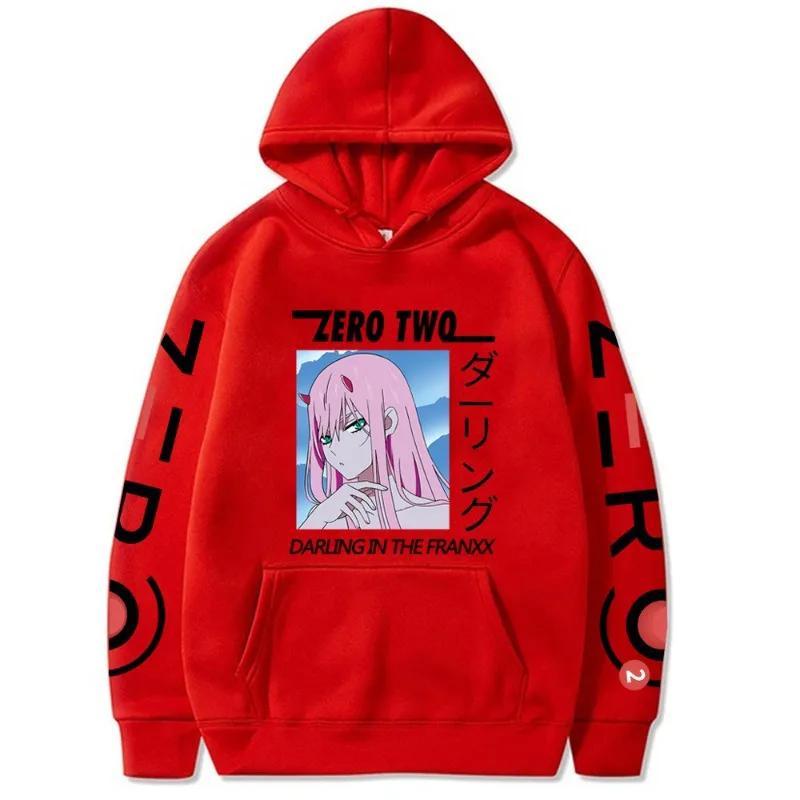 Худи Zero Two Darling in The Franxx Мужские Толстовки с Длинным Рукавом Женские Повседневные Пуловеры Уличная Одежда Харадзюку