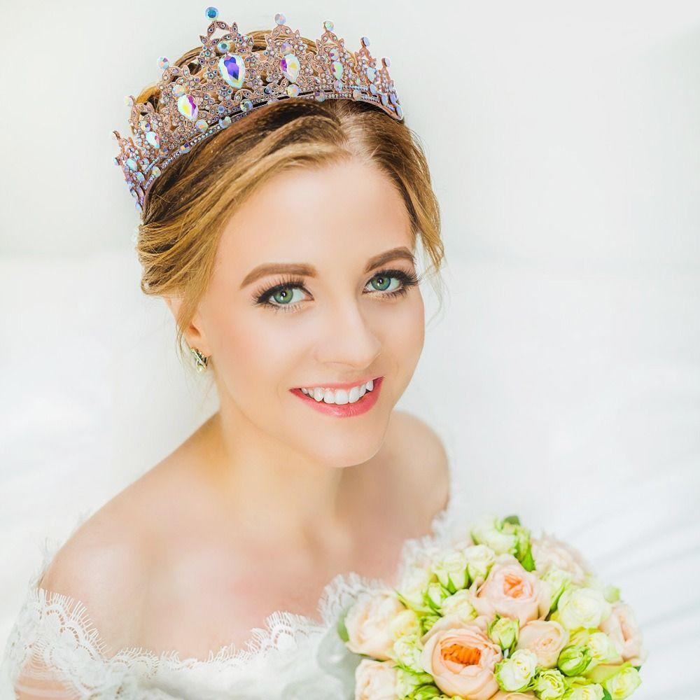 Головные уборы Корона для волос Сияющие тиары принцессы Головной убор Новый обруч для волос со стразами Свадебные украшения