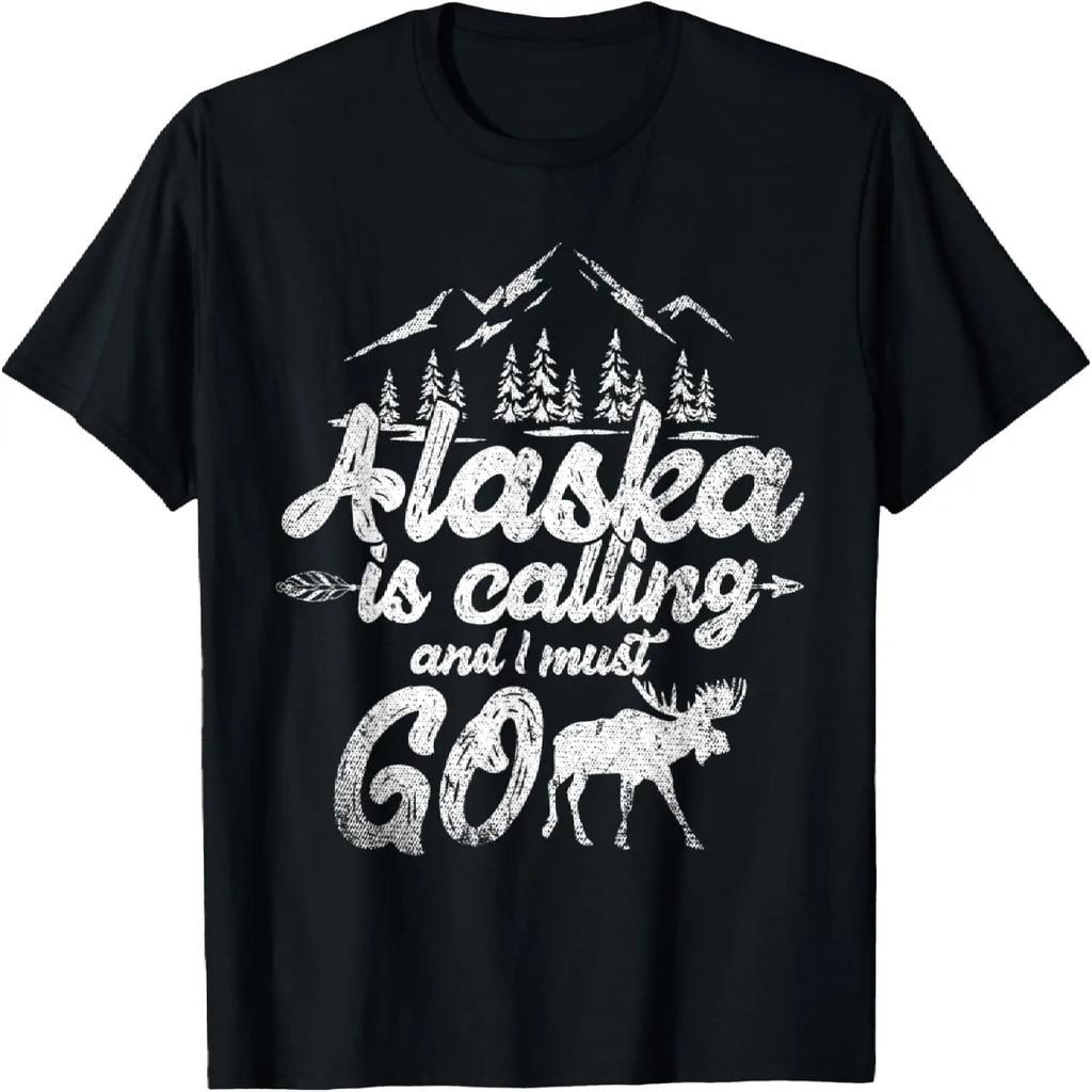 Аляска зовет, и я должен ехать Животное Лось Аляска Футболка