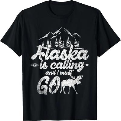 Аляска зовет, и я должен ехать Животное Лось Аляска Футболка