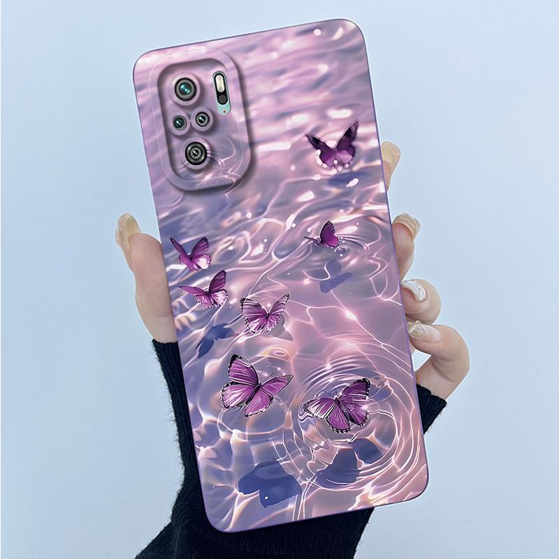 Чехол для телефона Xiaomi Poco M5s Чехол PocoM5s Модный Простой Бабочка Цветочный Мягкий Жидкий Силикон Чехол Для Poco M 5s Fundas