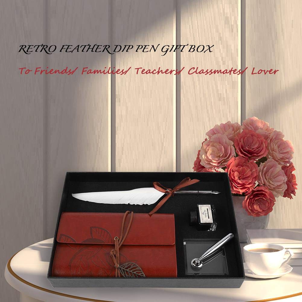 Перьевая ручка Перьевая ручка для макания Набор с бутылочкой чернил Перьевая ручка Настольная ручка Ручка для подписи Ретро Европейский стиль с подарочной коробкой (белый)
