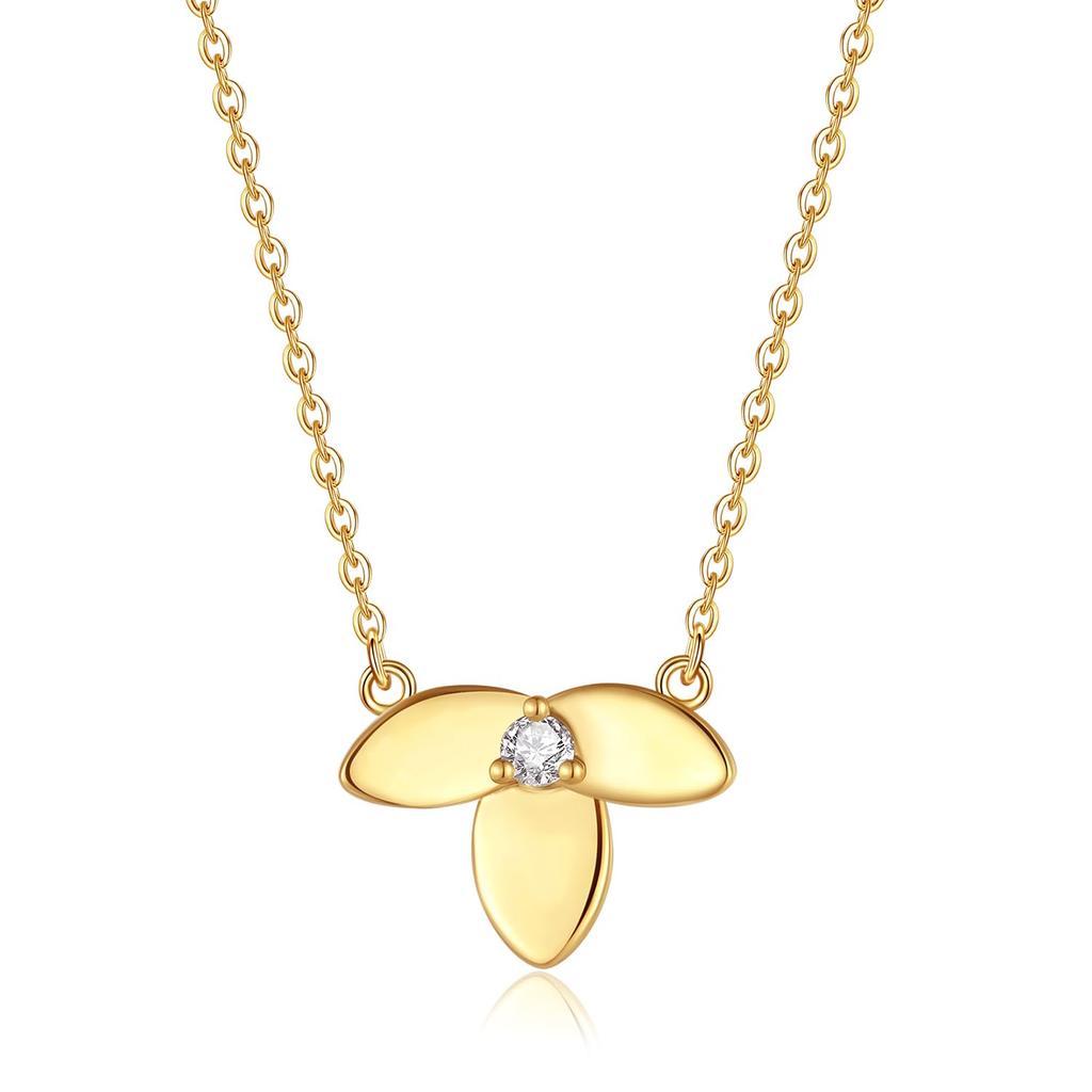 FANCIME Diamond Necklace for 18K Flower Pendant with Natural Lucky Perfect Gift for Gift Wrapping Included Women, Gold, Stone, Charm, Mother's Day,