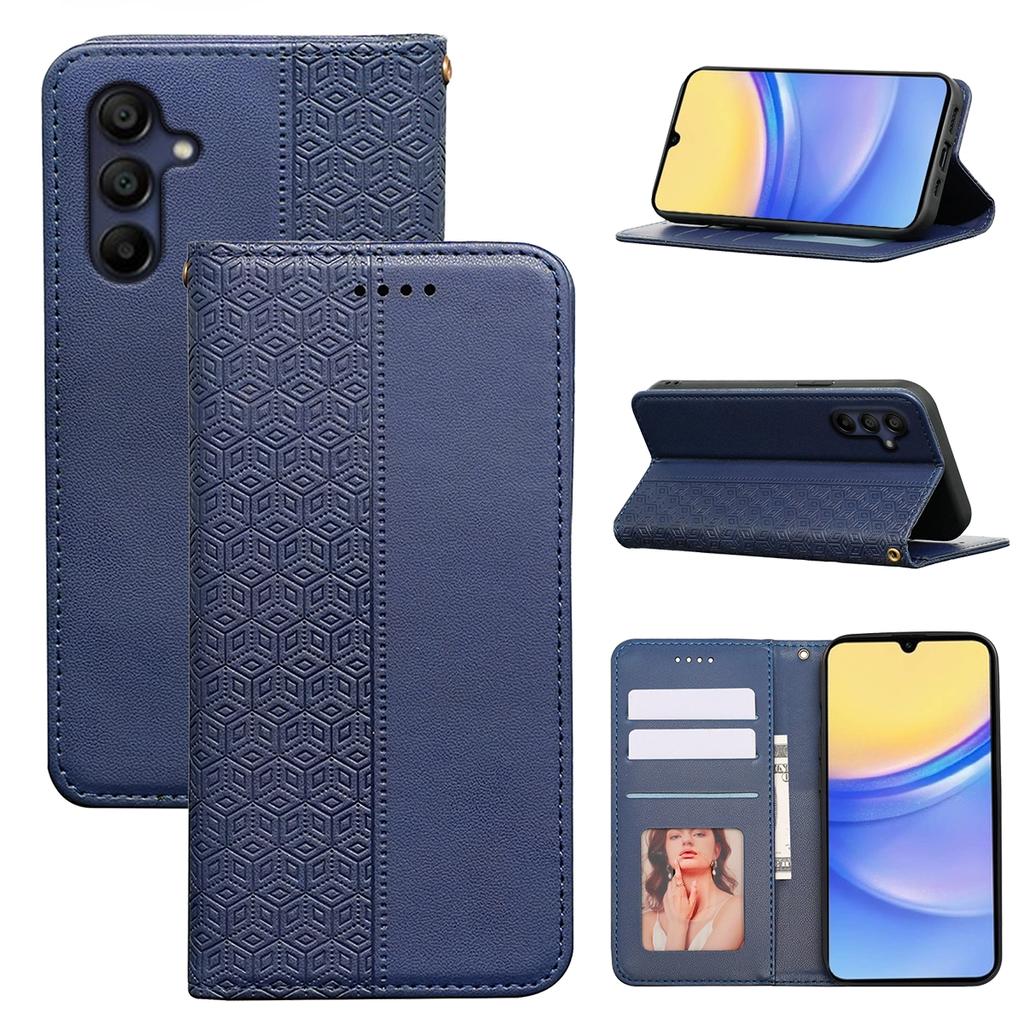 For Samsung Galaxy A36 5G/A56 5G Wallet Phone Case Strong Magnetic Checkered Pattern Imprint Leather Flip Cover