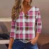 Women's T Shirt Tee Printed Button 3/4 Sleeve Tunic Daily Weekend Fashion Basic V- Neck Regular Top