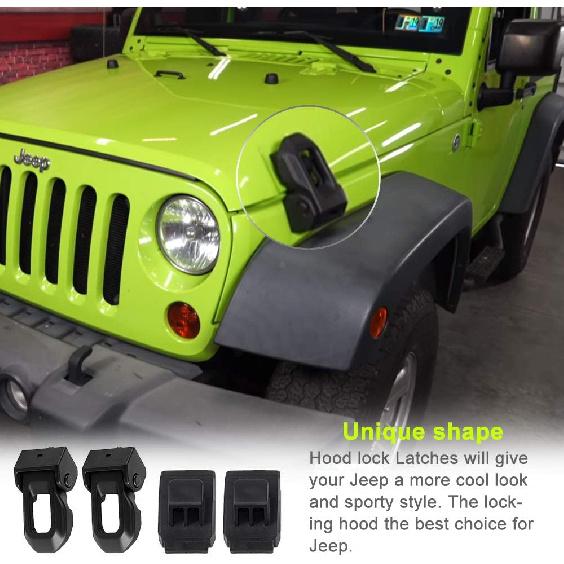 Защелка капота Jeep для 2007-2018 Jeep Wrangler Jk JL Черный комплект защелок из нержавеющей стали Аксессуары для Jeep Wrangler до 2018 года