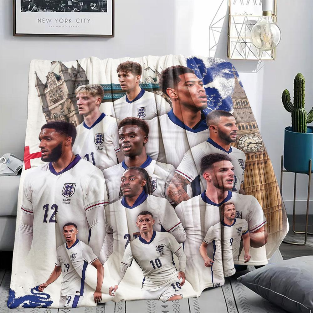 1PC England National Football Team Patterned Flannel Blanket Suitable For All Seasons for Home Decor Warmth and Comfort Gifts Holiday Present