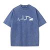 Новая футболка Excavator Washed T-Shirt для мужчин из хлопка Heartbeat of Excavator Bleached T-Shirt для мужчин Одежда Bleach T-Shirt