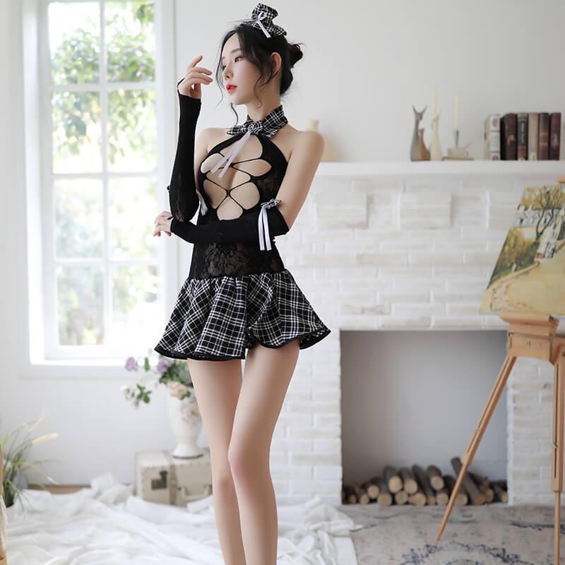 Meilikou Sexy Lingerie Set: Nurse, Stewardess, Secretary, and Student Uniform with Temptation Stockings.