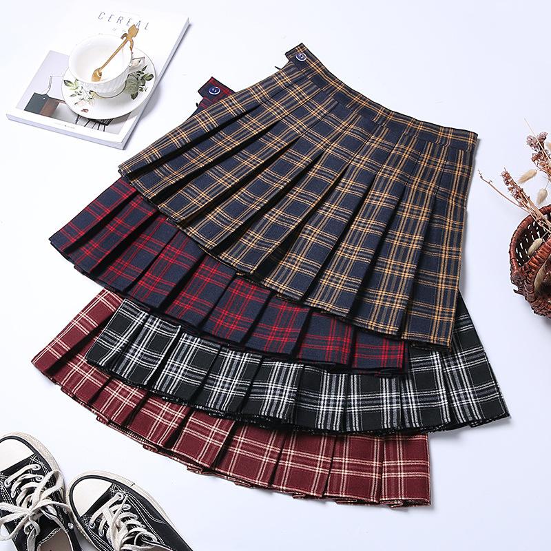 10 цветов решетчатая юбка Y2k корейская клетчатая плиссированная женская юбка фиолетового цвета с высокой талией и короткой защитной подкладкой школьная форма мини-юбки трапециевидной формы для девочек