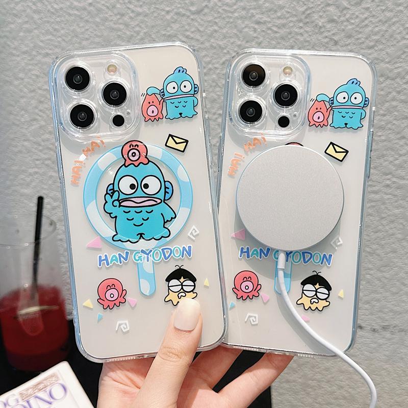Cute Cartoon Magsafe Wirless Charging Soft TPU Phone Case for iPhone 14 Plus 13 12 11 Pro Max Anti-Knock Shockproof Back Cover