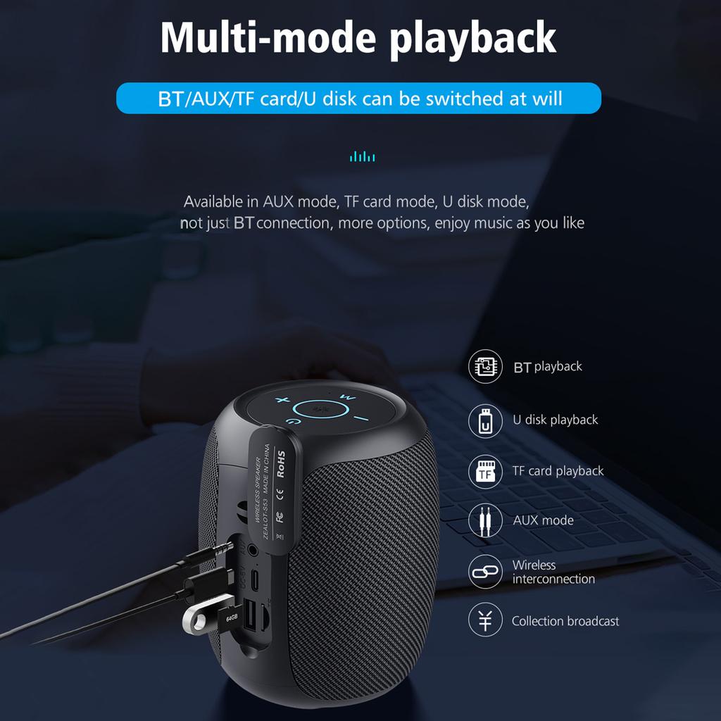 ZEALOT Bluetooth-колонка S53 Портативная Беспроводная Мини-коробка Звука Бас Стерео Музыкальный Плеер для Телефона ПК