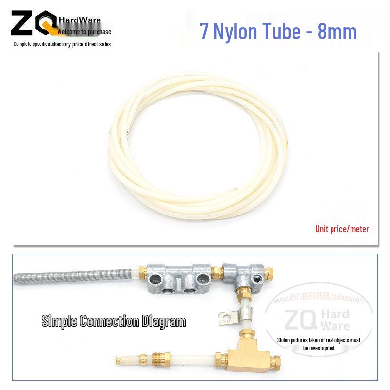 Oil Circuit Distributor Set: Nylon Tube, Copper Double-Ended Plug, Bushing, Inner Snap Ring (810x1 to 1/4), 68mm.