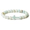 Popular Men's and Women's Cross Crystal Bracelet Natural Stone Bracelet Amethyst Healing Beaded Bracelet Women's