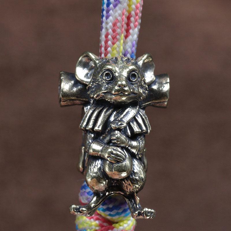 Крыса Путешественник Латунные Бусины для Ножа Животное Мышь EDC DIY Плетеные Паракордом Браслеты Брелок Подвески Аксессуары Инструмент для улицы Подвески