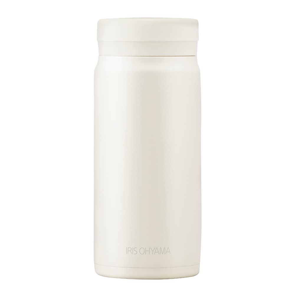 IRIS OHYAMA Water Mug Screw Vacuum Keeps for 6 Holds Stainless Pale White Bottle, Bottle, 350ml, Easy-to-drink Spout, Easy-to-clean Design,