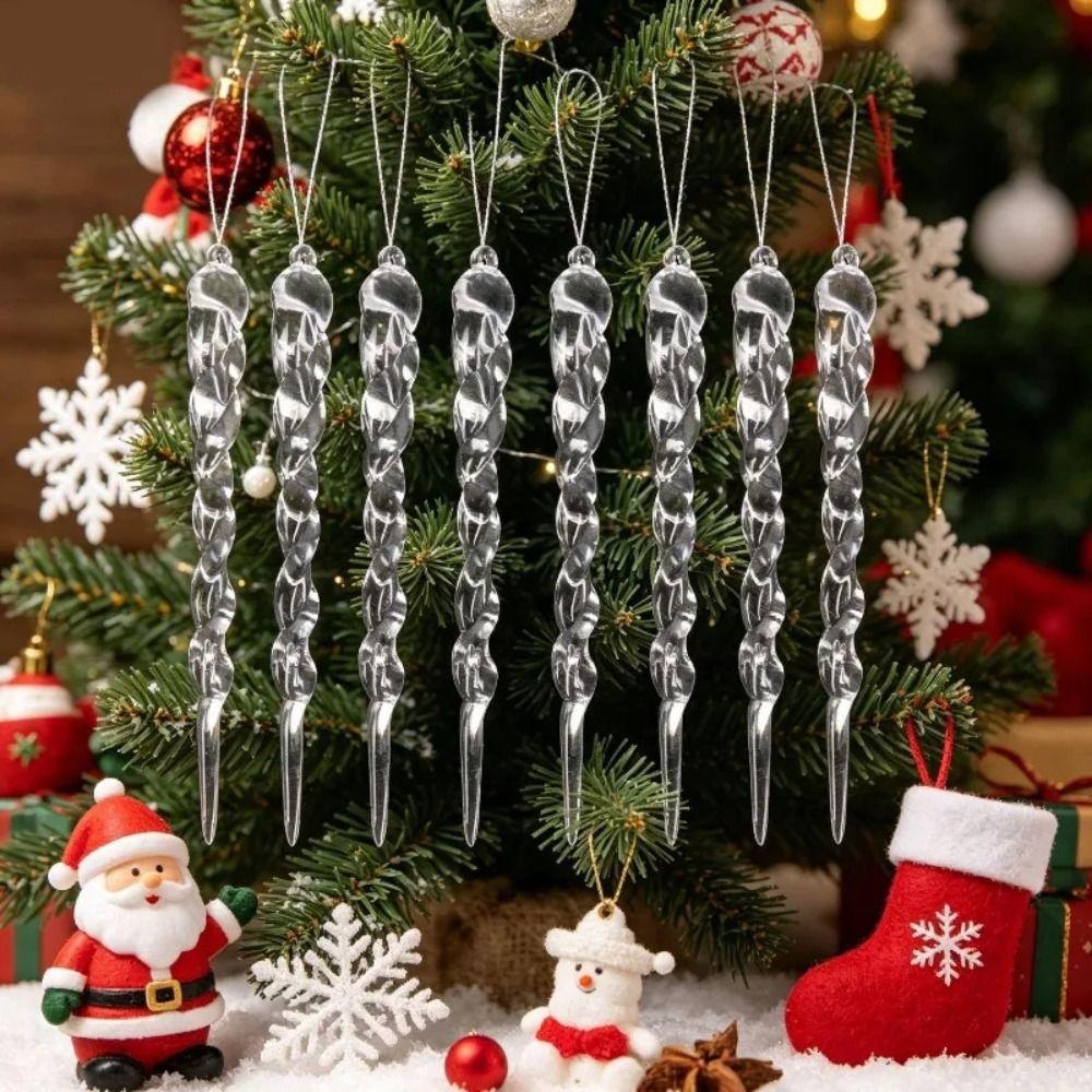 12Pcs Transparent Acrylic Icicle Pendants Hanging Icicle Decorations Winter Home Decoration