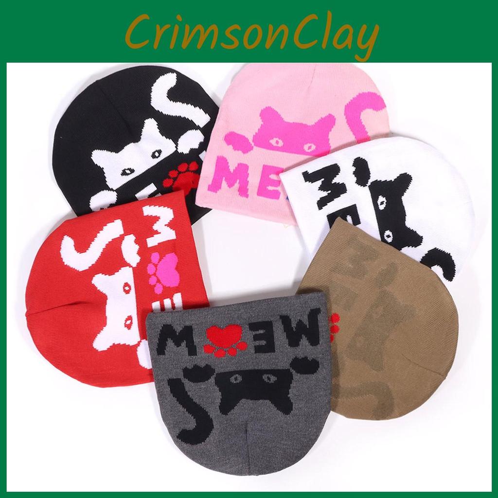 Pattern Animal Cat Knit Cap For Outdoor Activities In Autumn And Winter Fashion