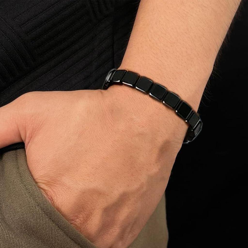 Браслет из гематита Мужской браслет с натуральным гематитом Мужские украшения Декор для запястья Повседневное ношение для отца мужа