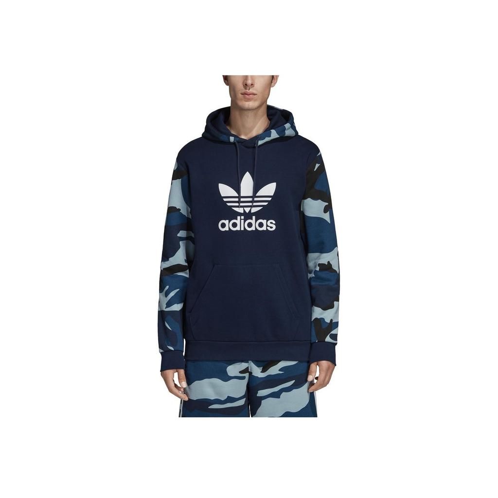 adidas Оригинальная толстовка с капюшоном и камуфляжным принтом в стиле пэчворк, мужские топы, синий DV2064