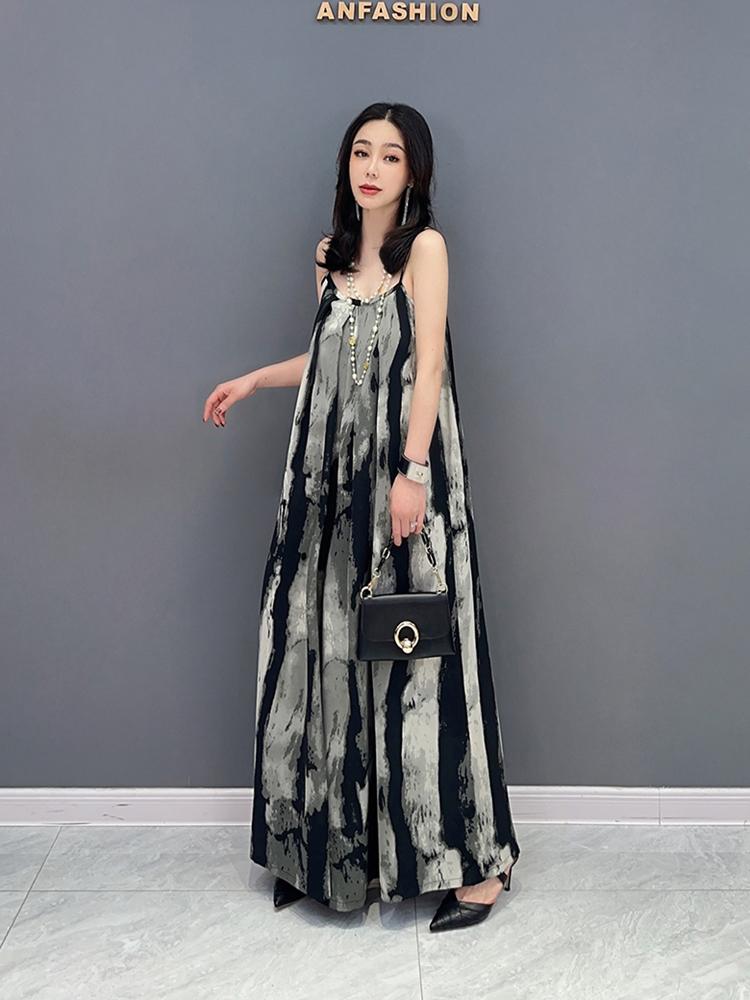 Xitao Модные свободные элегантные комбинезоны без рукавов с леопардовым узором Goddess WLD16530