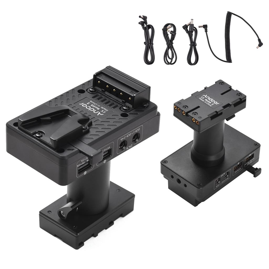 Andoer V-Lock V Mount Battery Plate To BP-U Dummy Battery Adapter with Adjustable Rod Replacement