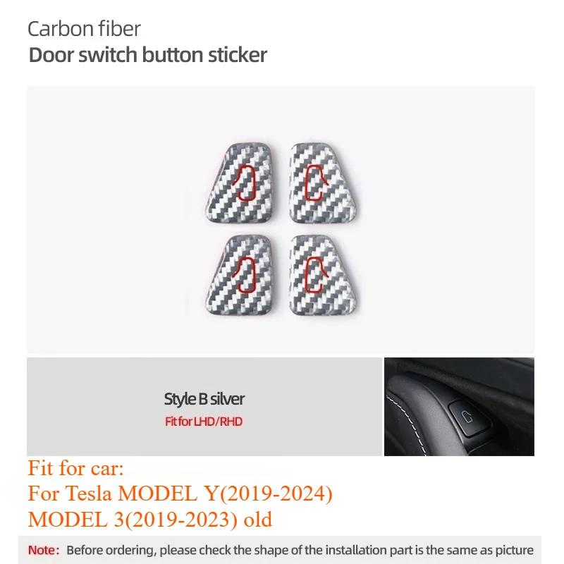 Carbon Fiber Trim for Tesla Model 3 Y Model 3 Highland Model Y Juniper Car Interior Door Switch Lock Button Sticker Accessories