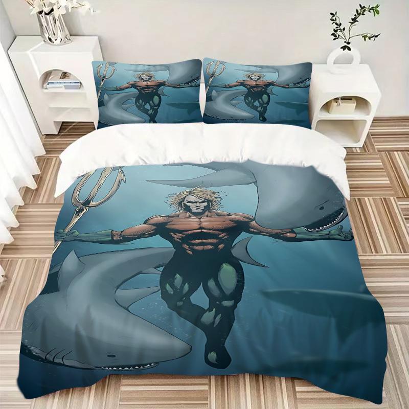3pcs Aquaman Duvet Cover Set (1 Duvet Cover + 2 Pillowcases, No Core) - Comfortable, And Breathable Bedroom Decoration yy251104017