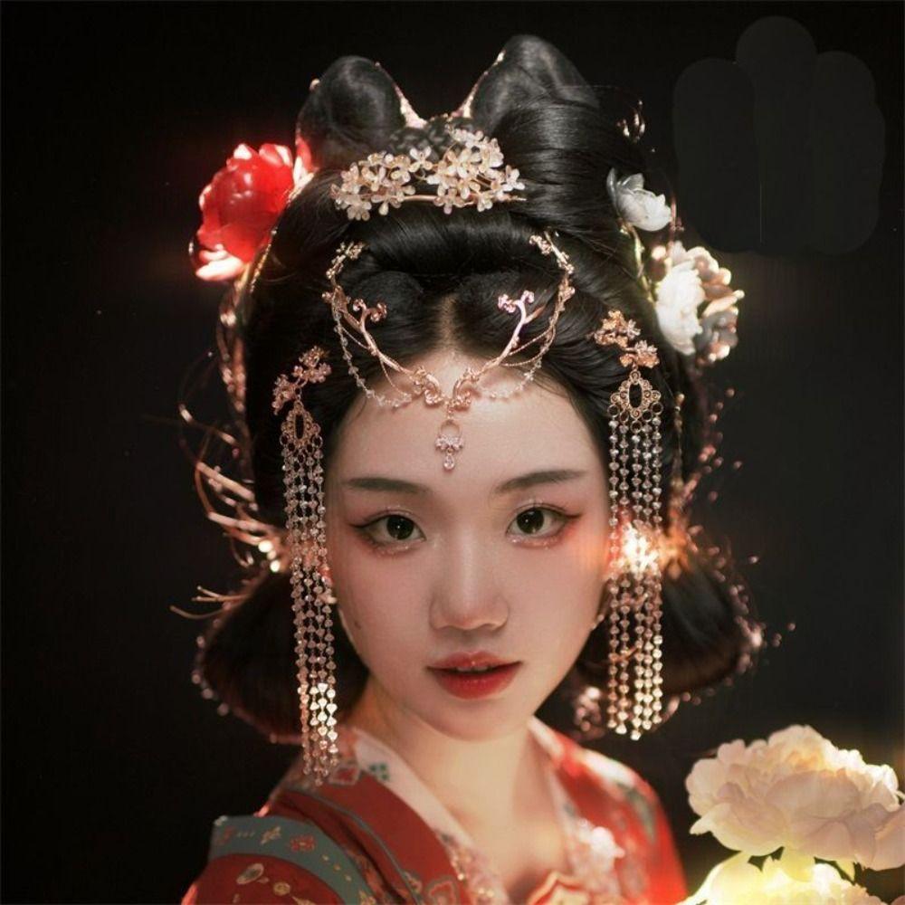 Luxury Crystal Rhinestone Hairband Fairy Hanfu Headdress Starry Shiny Head Chain  Jewelry Gifts