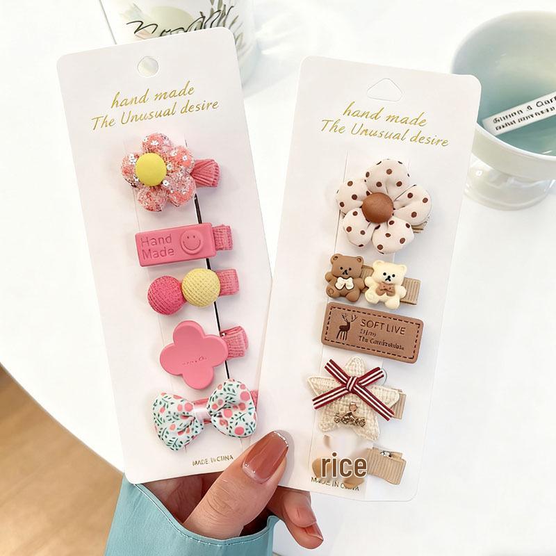 Adorable Fabric Bow & Flower Hair Clips for Kids - Non-Damaging Accessories