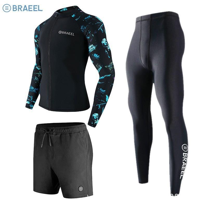 Mens UV Protection Rash Guard Set Long Sleeve Top Pants Quick Dry Snorkeling Diving Suit Water Sports