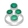 6X6 Mm Natural Green Onyx Gemstone 925 Sterling Silver Handmade Round Shape Gemstone Ring For Women & Girls