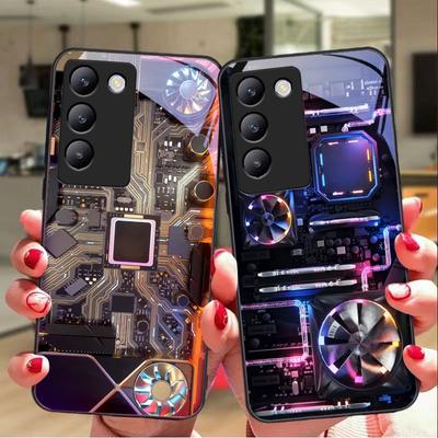 Компьютерный элемент для Y72 33S 11 03 36 96 Lite 35 16 Iqoo 12 V40 SE 5G 29 40 21 30 X80 Pro Vivo Чехол для телефона из закаленного стекла Черный