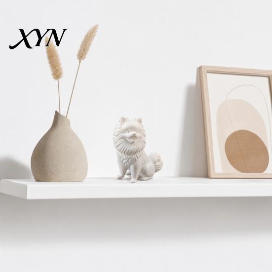 Коллекционная фигурка шпица, 3D-печатная милая фигурка собаки, Белый щенок с поворачивающейся головой, Статуэтка, Маленькое настольное украшение для дома, офисного стола,
