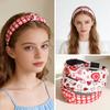 Women's Heart Print Knot Hairband Fabric Printed Pressed Hair Ring Face Washing Hair Band Stylish Accessory for Daily Use