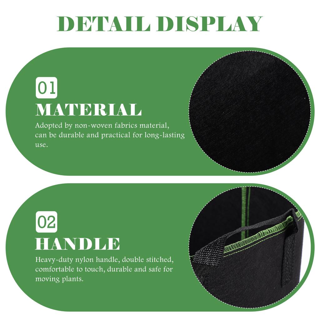 5 pcs Plant Grow Bags Non-Woven Fabrics Durable Nursery Bags For Vegetable Flower Tree Growing Garden Planting Accessories
